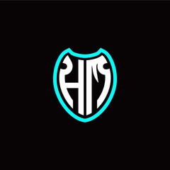 Initial H M letter with shield modern style logo template vector