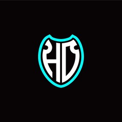 Initial H O letter with shield modern style logo template vector