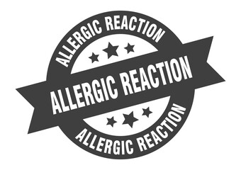 allergic reaction sign. round ribbon sticker. isolated tag