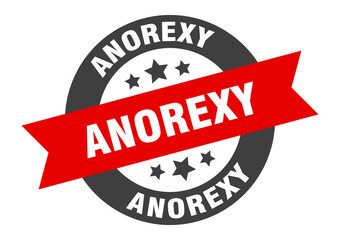 anorexy sign. round ribbon sticker. isolated tag