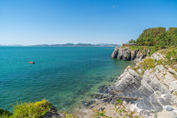 The scenery of Dalian Golden Stone National Geopark and Coastal Road in late Summer