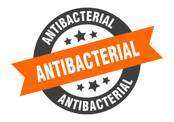Obraz premium antibacterial sign. round ribbon sticker. isolated tag