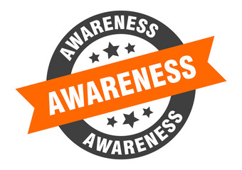 awareness sign. round ribbon sticker. isolated tag