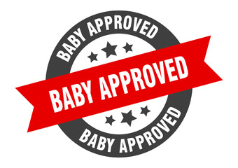baby approved sign. round ribbon sticker. isolated tag