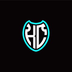 Initial K C letter with shield modern style logo template vector
