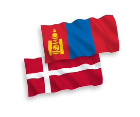 Flags of Denmark and Mongolia on a white background