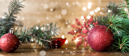 Christmas background zero waste, eco  friendly gift wrapping craft paper fir branches, gift basket, cozy winter winter evening Christmas Eve, ecological concept eco-friendly banner decor xmas banner