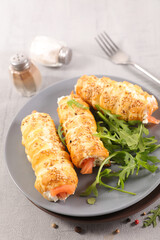 puff pastry with salmon and cream