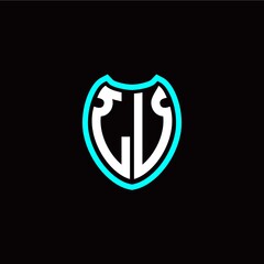 Initial L V letter with shield modern style logo template vector