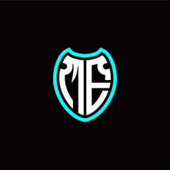 Initial M E letter with shield modern style logo template vector