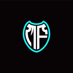 Initial M F letter with shield modern style logo template vector