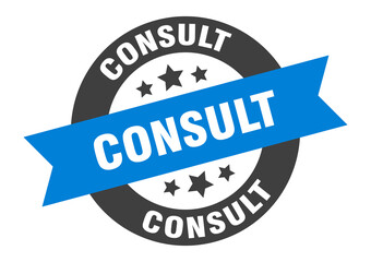 consult sign. round ribbon sticker. isolated tag