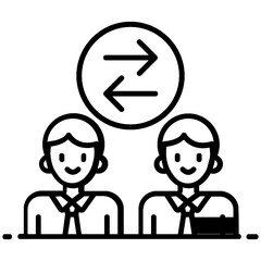 
Irreversible arrows with human, vector design of shift rotation icon in trendy flat style 
