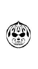 pumpkin illustration with scary skull face. very suitable for halloween celebrations
