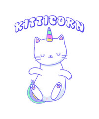 Kitticorn - Cute Cat design - Cat Unicorn Face Vector design