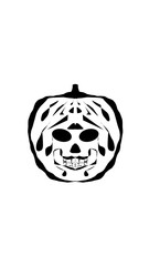 pumpkin illustration with scary skull face. very suitable for halloween celebrations