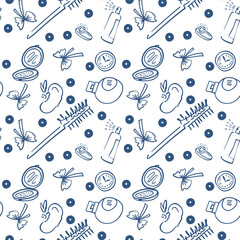Vector seamless pattern with beauty needs. Fashion illustration.