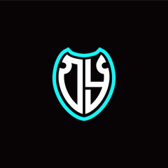 Initial O Y letter with shield modern style logo template vector