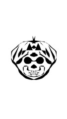 pumpkin illustration with scary skull face. very suitable for halloween celebrations