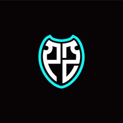 Initial P Z letter with shield modern style logo template vector