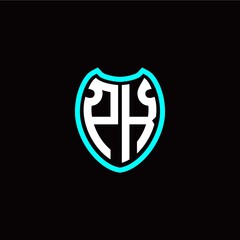 Initial P K letter with shield modern style logo template vector