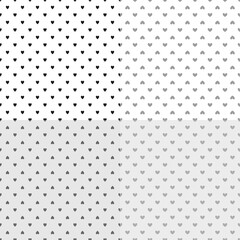 Set of backgrounds with hearts. Seamless monochrome wallpaper. Black and white illustration