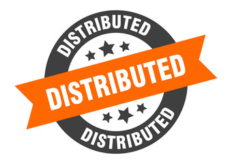 Fototapeta premium distributed sign. round ribbon sticker. isolated tag