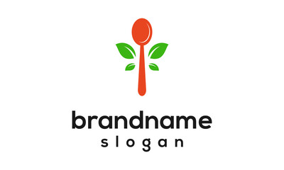 Leaf spoon logo design vector
