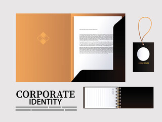 folder and hang tags for elements of brand identity