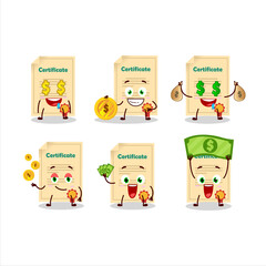 Award paper cartoon character with cute emoticon bring money