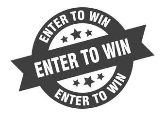 enter to win sign. round ribbon sticker. isolated tag