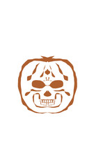 pumpkin illustration with scary skull face. very suitable for halloween celebrations