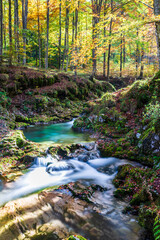 Autumn. Explosion of colors on the waterfalls and streams of the Val d'Arzino.