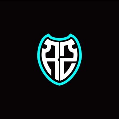 Obraz premium Initial R Z letter with shield modern style logo template vector