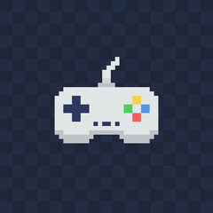 Vintage gamepad on transparent background. Pixel art style joystick vector illustration. © Art Alex