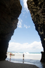 STONE ARCH IN LAS CATEDRALES BEACH, GALICIA SPAIN