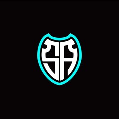 Initial S A letter with shield modern style logo template vector