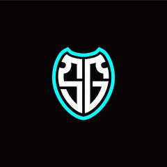 Initial S G letter with shield modern style logo template vector