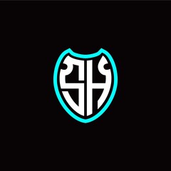 Initial S H letter with shield modern style logo template vector