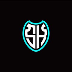 Initial S K letter with shield modern style logo template vector