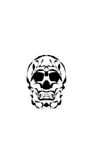 pumpkin illustration with scary skull face. very suitable for halloween celebrations