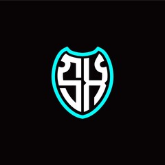 Initial S X letter with shield modern style logo template vector