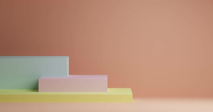 3d scene with sliding rectangles and spheres appearing from below. 4k video. 3d concept