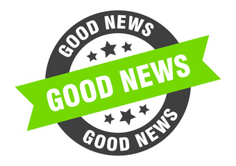 good news sign. round ribbon sticker. isolated tag