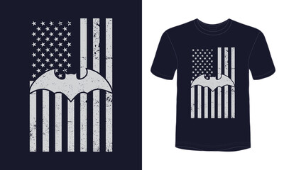 Halloween bat USA flag t-shirt design. 
