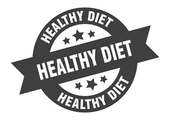 healthy diet sign. round ribbon sticker. isolated tag