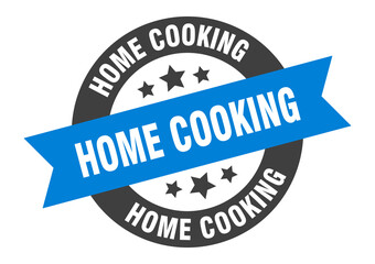 home cooking sign. round ribbon sticker. isolated tag