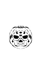 pumpkin illustration with scary skull face. very suitable for halloween celebrations