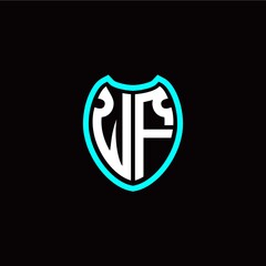 Initial W F letter with shield modern style logo template vector