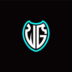 Initial W G letter with shield modern style logo template vector